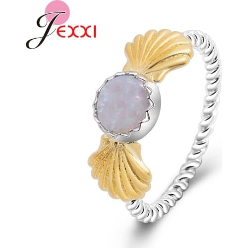 Sweaty Bow Tie Shape Opal Rings For Women Female 925 Pure Sterling Silver Shiny Design Birtaday Party Personality Pattern