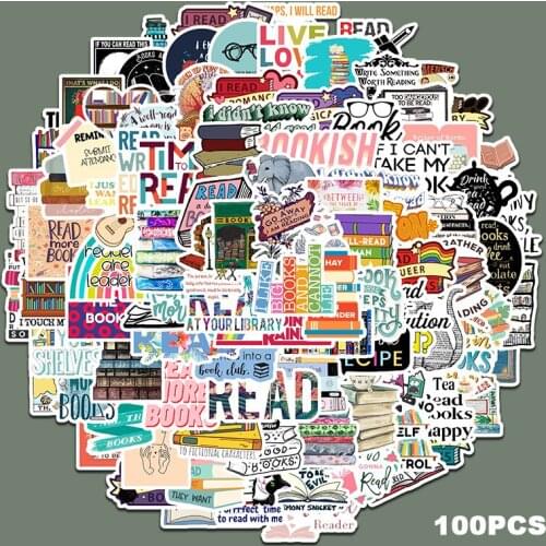 100pcs Develop the habit of reading in English Stickers For PVC Travel Case Laptop Skateboard Luggage Decals Graffiti Sticker
