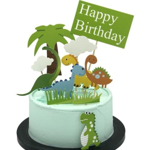 11pcs /1set Dinosaur Cake Toppe Jungle Safari Party Decor Baby Shower Dino Cake Accessories Birthday Party Gifts For Kids Boys