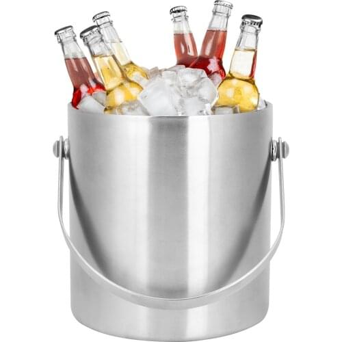 2L Ice Bucket Recyclable Stainless Steel Insulated Double Walled Ice Bucket with Lid for Party Bar KTV Red Wine Wine Cocktail