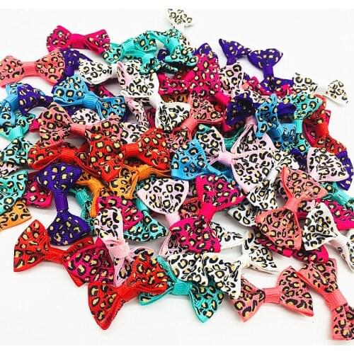 30pcs/pack 4CM Leopard Print Ribbon Bows Home Shoe Phone Bow knots For Present Wrapping House Decor Wedding Party Crafts DIY