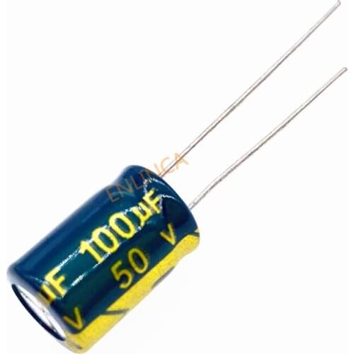 20pcs/lot High Frequency Low Impedance 50V 100UF Aluminum Electrolytic Capacitor Size 8*12 100UF 20