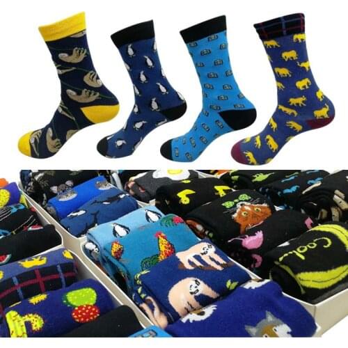 ARMKIN 4 Pairs/lot Casual animal men socks harajuku hipster male socks skateboard Graffiti happy funny socks cotton calcetines