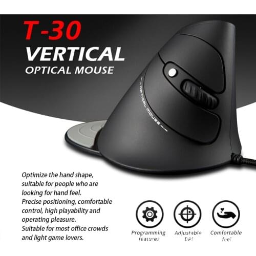 ZELOTES T-30 Wireless Mouse Vertical Gaming Mouse USB Computer Mice Ergonomic Desktop Upright Mouse 3200DPI for PC Laptop Office