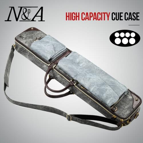 NA 4 Shafts 3 Butts Pool Cues Case 7 Holes Bag Professional PU /Thick Nylon Material Durable Billiard Case Billiards Accessories