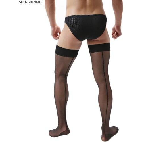 SHENGRENMEI Gay Sissy Stockings Man Sexy Thin Stockings Mens Back Line Stocking Male Underwear Transparent Hosiery Dropshipping