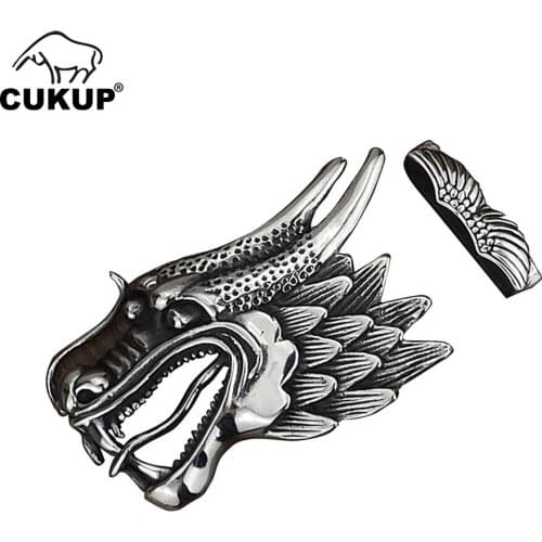 CUKUP Animals Sliver Belt Buckles Slide Model New Design Brand Belts Heavy Stainless Steel Buckle Metal for Men New BCKCK046