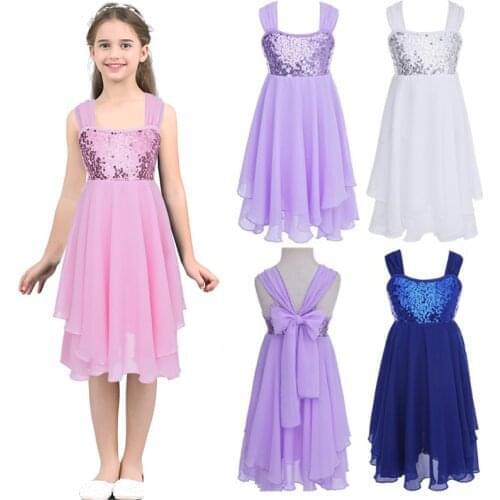 Kids Dancewear Childrens Ballet Dress Girls Chiffon Sequins Ballet Dance Gymnastics Leotard Dress Stage Perfomance Dance Costume