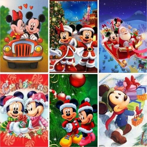 Disney Cartoon Mickey And Minnie Ride Christmas Elk 5D Diamond Painting Cross Stitch Kits Embroidery Christmas Home Decor Gifts