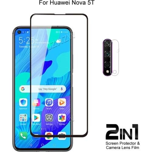 For Huawei Nova 5T Front Screen Protector Protective Tempered Glass & Camera Lens Film