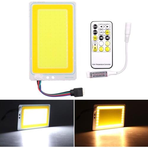 Double Color 12V LED COB Light Panel with Dimmer 120x72mm Cool Warm White Bicolor Color Dimmable LED Board for Car Lighting