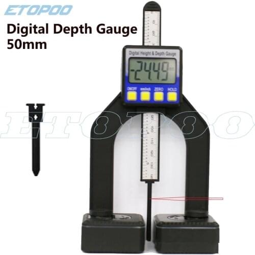 50mm Digital Depth Gauge LCD Height Gauges Calipers With Magnetic Feet For Router Tables Woodworking Measuring Tools