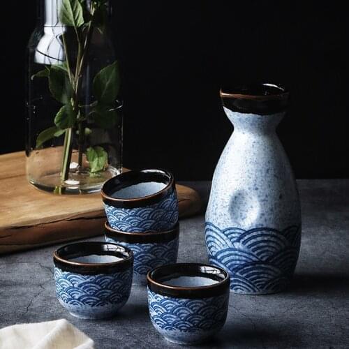 Ceramic Sake Cup Pot Japan Style Flagon Sake Wine Set Wine Shochu Jug Spirits Distilled Liquor Household Home Hotel Wine Drinks