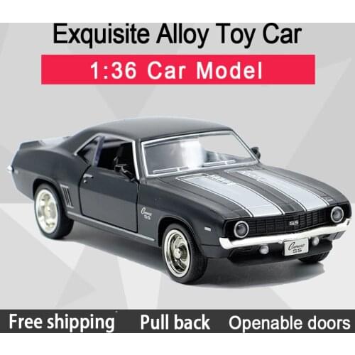 RMZ CITY 1:36 Camaro SS 1969 CoolBlack Alloy Diecast Car Model Toy With Pull Back For Children Gifts Toy Collection