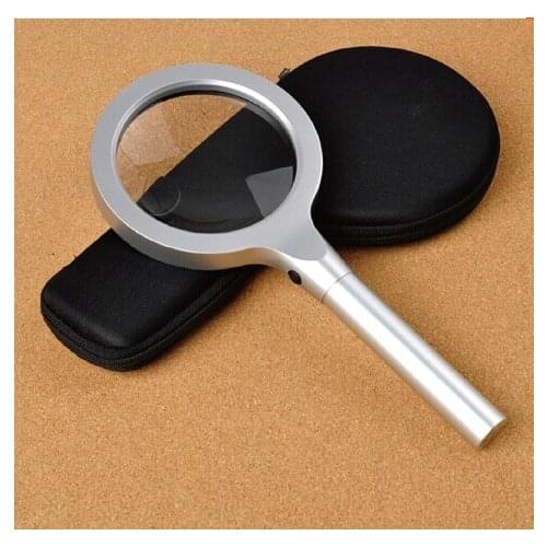 5X 10X LED Illuminated Household Office Reading Magnifier Light Handheld Magnifying Glass Loupe with 12pcs Lamp