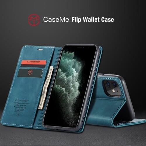Magnetic Case For iPhone 12 Pro Max XS Max Luxury Retro PU Card Slots Wallet Flip Leather Phone For iphone X XR 5 6S 7 8 Plus SE