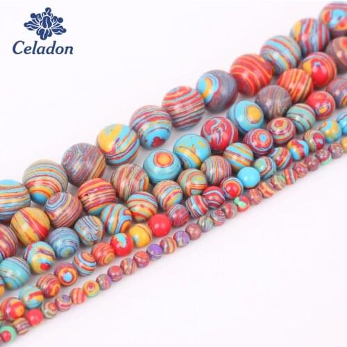 Fashion Stone Beads Synthetic Multicolor Malachite Beads For Women Diy Necklace&Bracelet Jewelry Craft Dia. 4/6/8/10/12 mm ,15