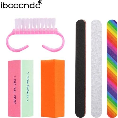 6pcs/Set Nail Files Brush Durable Buffing Grit Sand Fing Nail Art Tool Accessories Sanding File UV Gel Polish Tools Kit