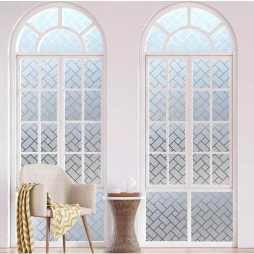Window Covering Film Lattice Frosted Static Privacy Decoration Self Adhesive for UV Blocking Window Decal Home Office Kitchen