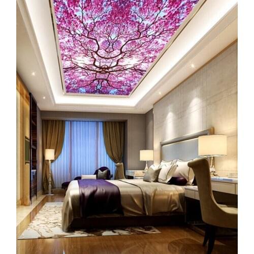 Latest custom 3D large mural,under the sky of beautiful flowers ceiling murals ,living room tv background bedroom wall wallpaper