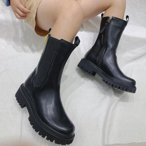 2021 New Autumn Boots Winter Shoes Ankle Boots Women Platform Boots Genuine Leather Chelsea Boots Black Ladies Shoes Botas Mujer