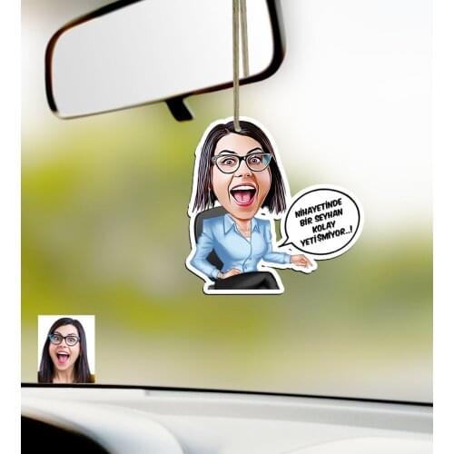 Personalized Women 'S Easy Grow Caricature Of Wood Car Rearview Mirror Süsü-2
