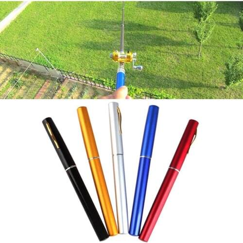 Portable Pocket Telescopic Mini Carp Fishing Pole Pen Shape Folded Fishing Rod With Reel Hard Fibre Glass Fibre Glass