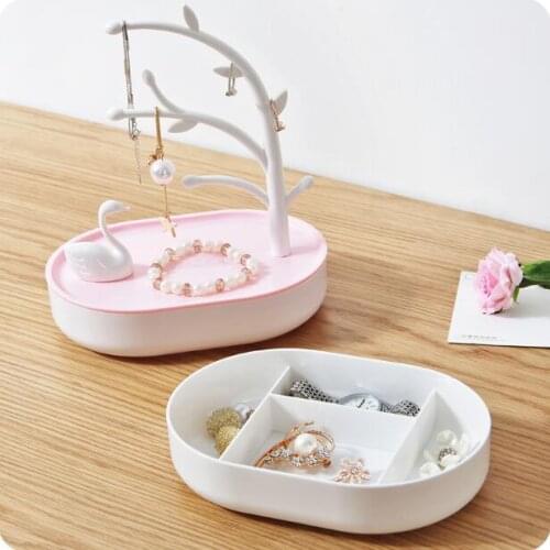 Swan Lake Jewelry Storage Box Necklaces Rings Rack Earrings Organizer