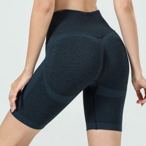 High Waist Hip Sports Shorts For Women Seamless Solid Color Leggings Hip Yoga Shorts Quick-Drying Running Tights Fitness Shorts