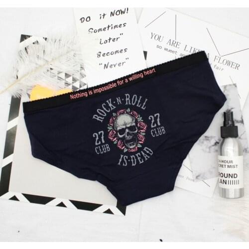 SP&CITY Punk Rock Roll Cool Skull Panties Sex Soft Cotton Panties Women Lingerie Fashion Seamless Briefs Thong Cute Underwear