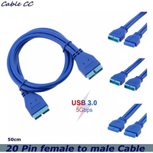 5Gbps USB Extension Cable USB3.0 20Pin Female to USB 3.0 20 Pin Male Extension Cable Motherboard Mainboard Cable Extender 50cm