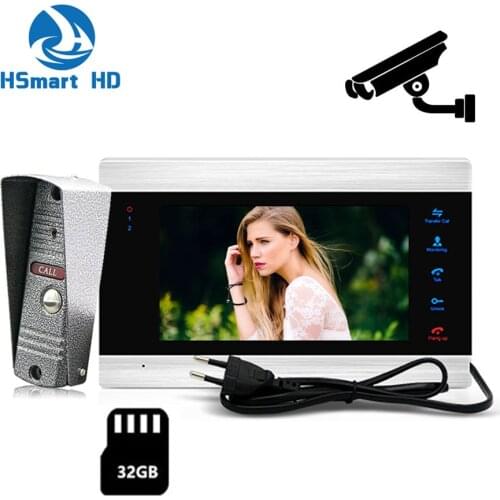 New Home Video Intercom Video Door Phone System 7 Inch Monitor Metal Doorbell IR LED Camera with Motion Detection