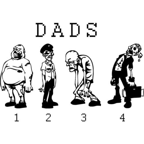 Zombie Dad Stick Figure Family Dads And Pets Car Stickers Covering The Body Of Fashion Vinyl Decals Black/Silver C7-1385