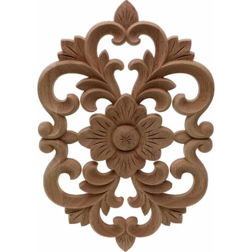 VZLX Antique Vintage Home Decor Decoration Accessories Dongyang Carving Fashion Wooden Letters Wood Applique Corner Flower