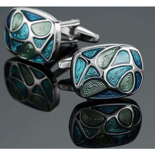 Blue pattern Cufflinks brand new brand fashion jewelry Cufflinks mens wedding shirt suit pin badge button gift