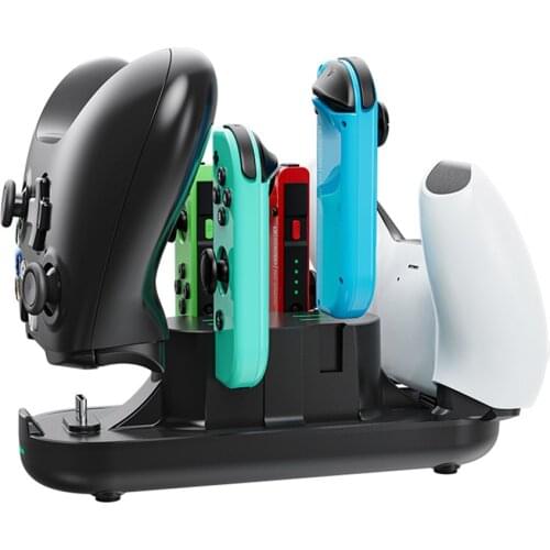 Charger Station for Nintendo Switch Pro Controller 6 in 1 Charging Dock for PS5 Xbox Series X S Controller Joycon Accessories