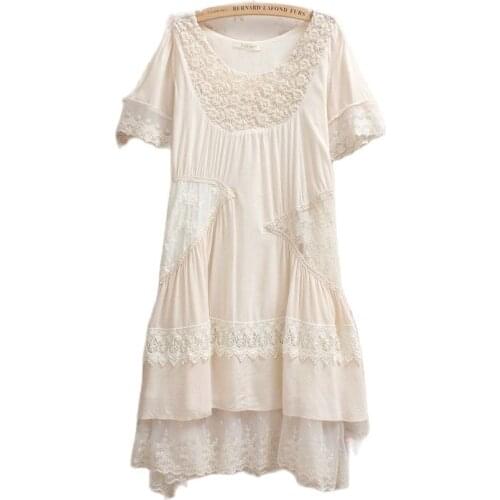Lace cotton loose crochet gothic lolita patchwork embroidery rockabilly feminina mujer robe vintage boho hippie harajuku dress