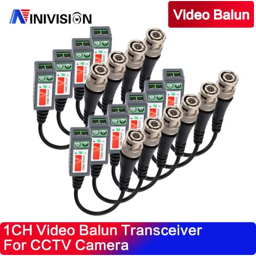 10pcs ABS Plastic CCTV Video Balun CCTV Accessories Passive Transceivers 2000ft Distance UTP Balun BNC Cable CAT5 Cable