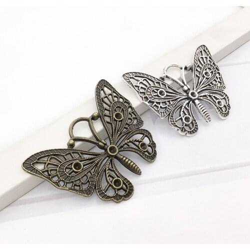 10Pcs Butterfly Charms Pendants 37mm x 48mm DIY Jewelry Making Alloy Findings Accessory For Necklaces Earrings