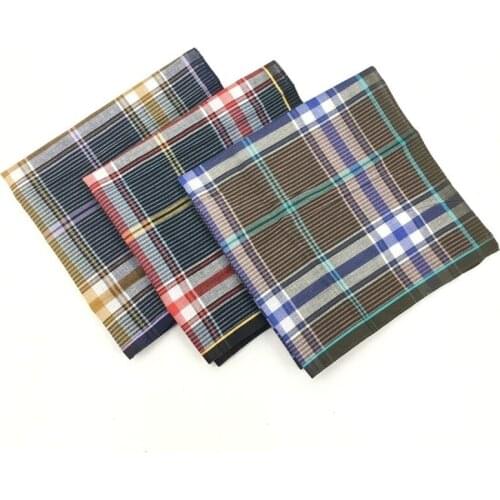12PCS 40 * 40CM Dark Mens Handkerchief Cotton Small Color Handkerchief Plaid Square Towel