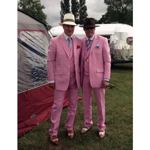 2021 Latest Coat Pant Designs Hot Pink Men Suit (Jacket+Pants+Vest) Groom Jacket Slim Fit Tuxedo Style Suits Custom Prom Blazers