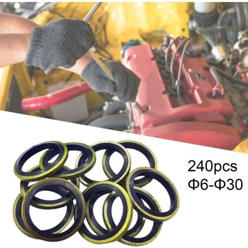 240Pcs Φ6-Φ30 Oil Seal Washer Multiple Models Constant Thickness Accessories Useful Flat Grommet Set for Industry Durable