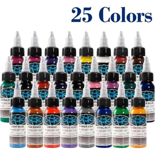 25Pcs Tattoo Ink Fusion tattoo inks 1 oz 30ml/Bottle Tattoo Pigment Kit for 3D makeup beauty skin body art