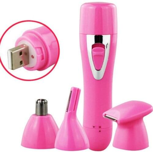 4 IN 1 USB Charging Electric Epilator Hair Shaver Women Painless Trimmer Nose Body Bikini Facial Hair Removal Hair Clipper 20#42