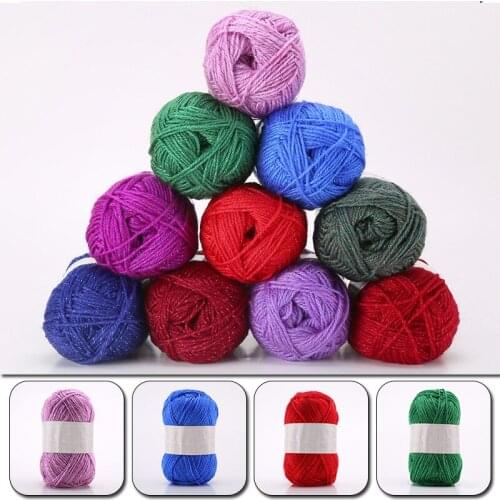 50g/ball Colorful Soft Glitter Acrylic Wool Yarn Cotton Yarn Towel Yarn Thread for Hand Knitting Crochet Sweater Hat Shoes DIY