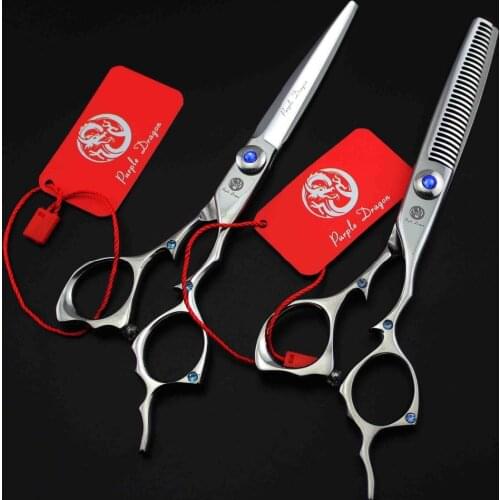 567# 6'' Brand Purple Dragon TOP GRADE Hairdressing Scissors 440C 62HRC Barbers Cutting Scissors Thinning Shears Hair Scissors