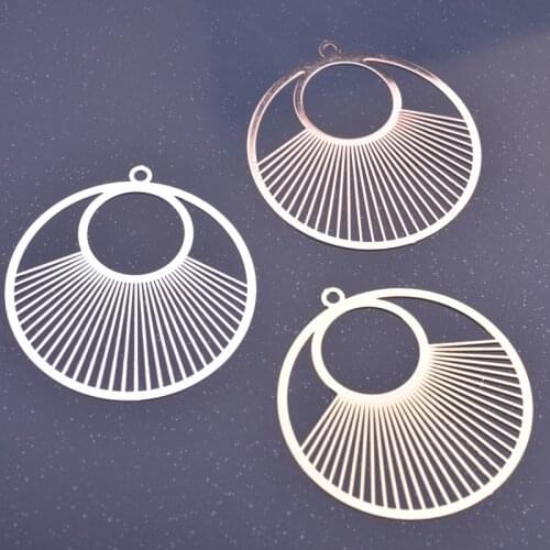 6pcs 40*43mm Rose gold Color Big Round Charms Silver plated Thin Charm Earring Brass Pendant Jewelry DIY Earring