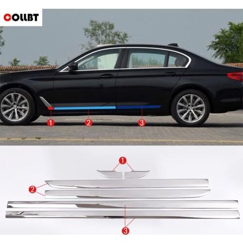 COLLBT 6Pcs Stainless Steel Side Door Body Molding Streamer Trims Cover For BMW 5 Series 2018