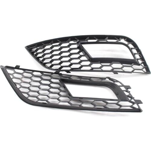 A4 Black Pair Honeycomb Mesh Fog Light Open Vent Grill Intake Cover Grille Car Part For A4 B9 2013-2016