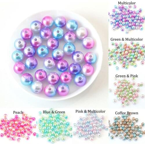 400Pcs/lot Mix Size 3-12mm Bead With Hole Colorful Pearls Round Acrylic Imitation Pearl DIY For Jewelry Making Finding Wholesale